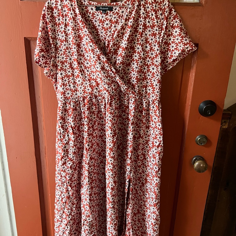 Madewell Rust Floral Midi Dress